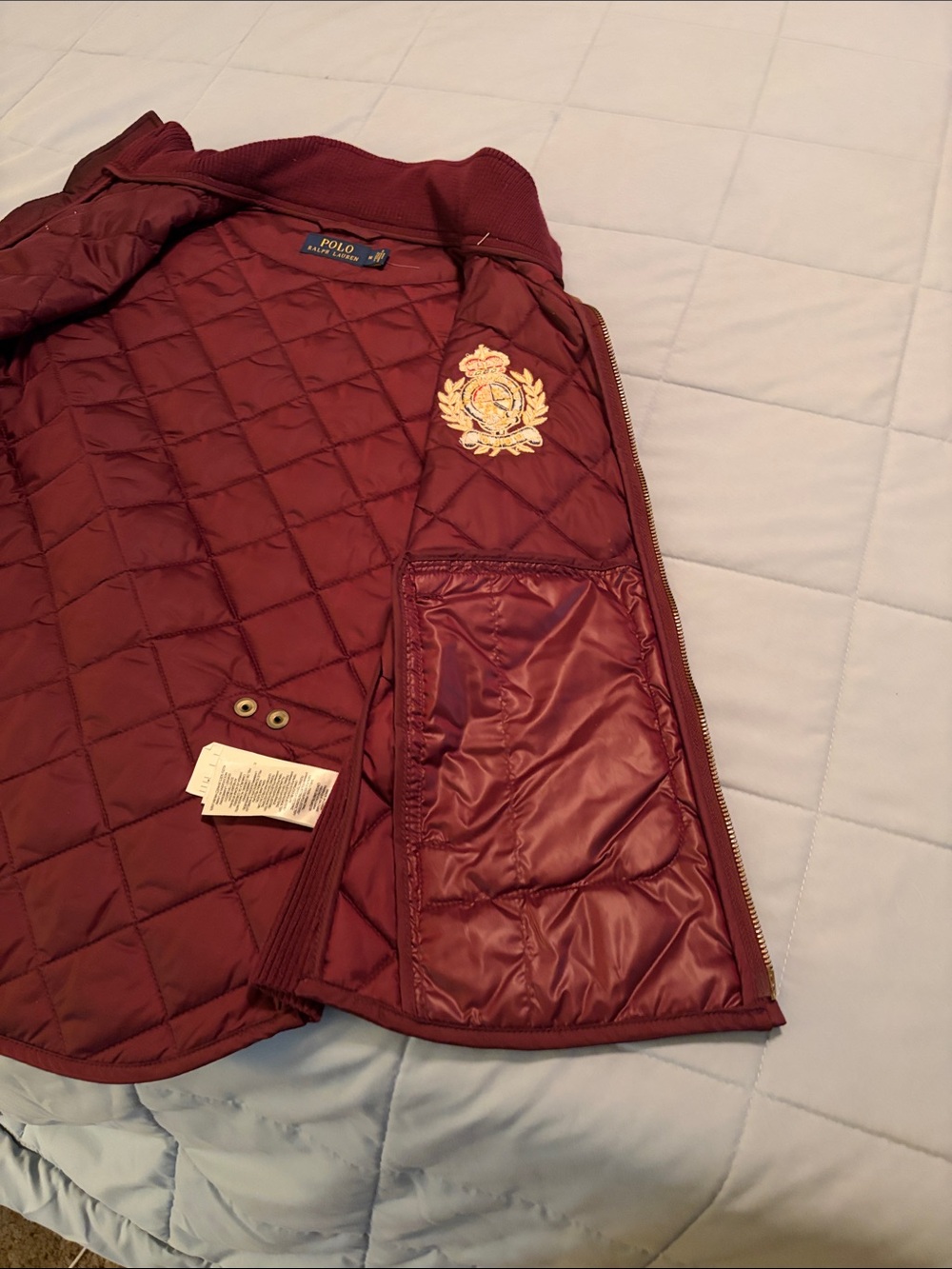 Ralph Lauren polo Quilted Crest Jacket in Burgundy new size M - Picture 8 of 8